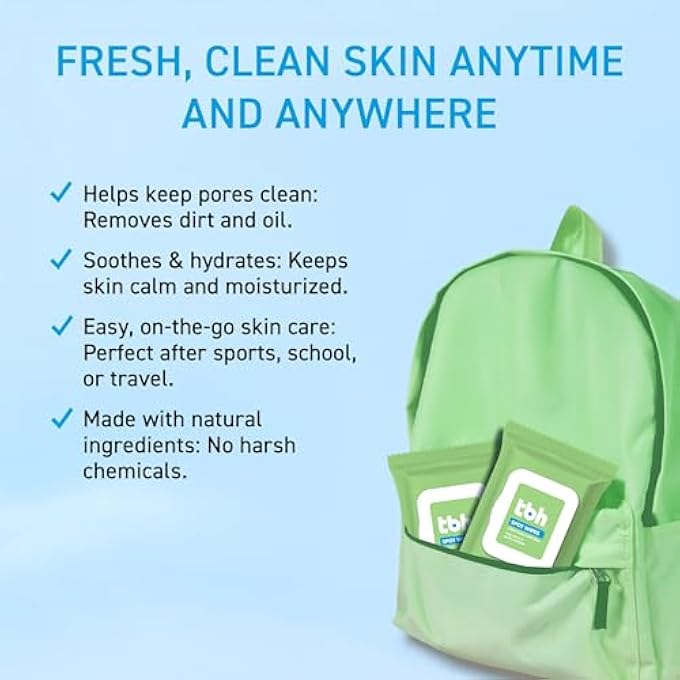 tbh KIDS SPOT WASH WIPES - CLEANSING FACE WIPES - ACNE PREVENTION - SULFATE, PARABEN FREE - 30 PACK - Image 2